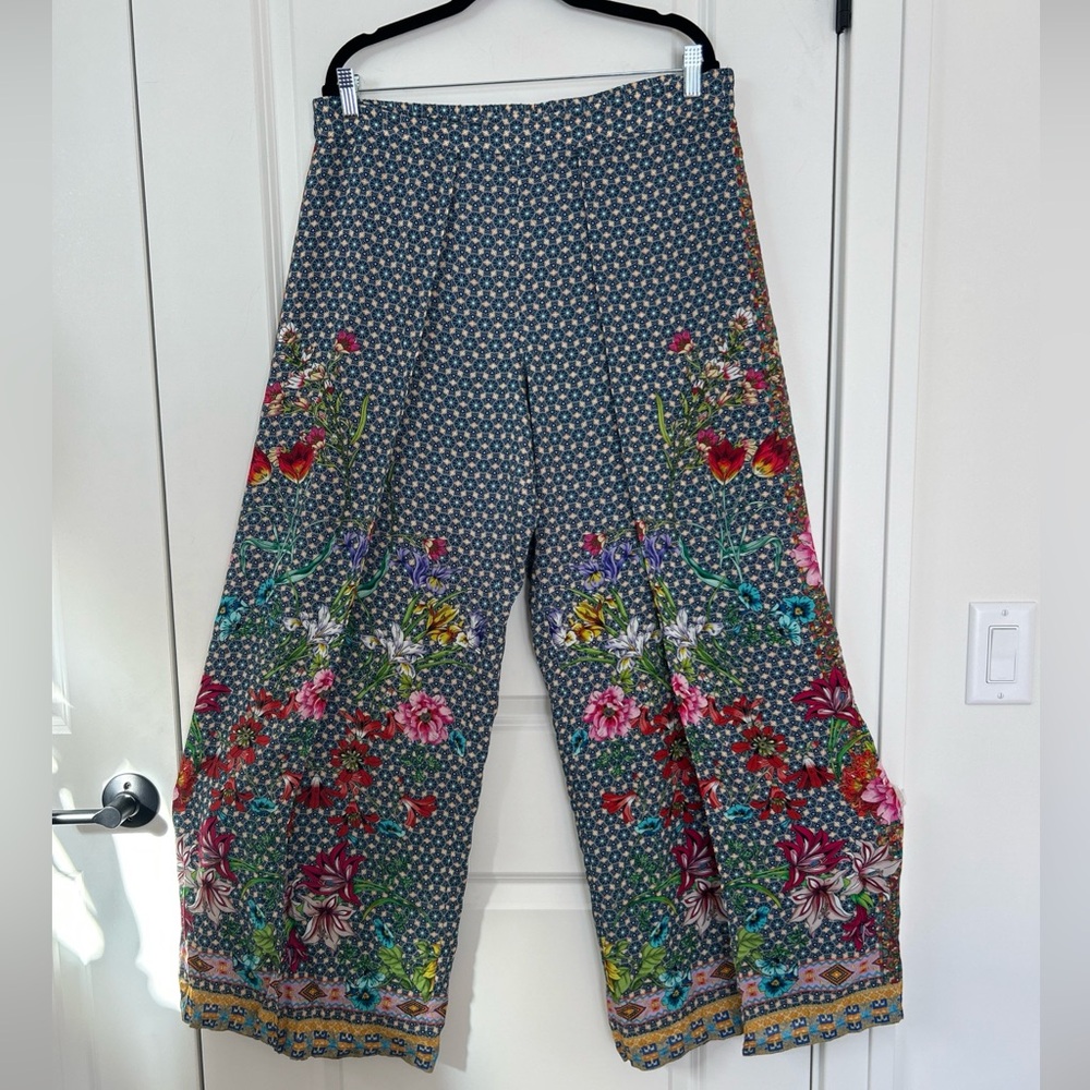 JOHNNY WAS size XL Dolce Dream Wide Split Wrap Pull on Pants Cover Up
